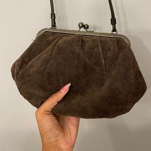 Elegant Brown Suede Clutch Bag